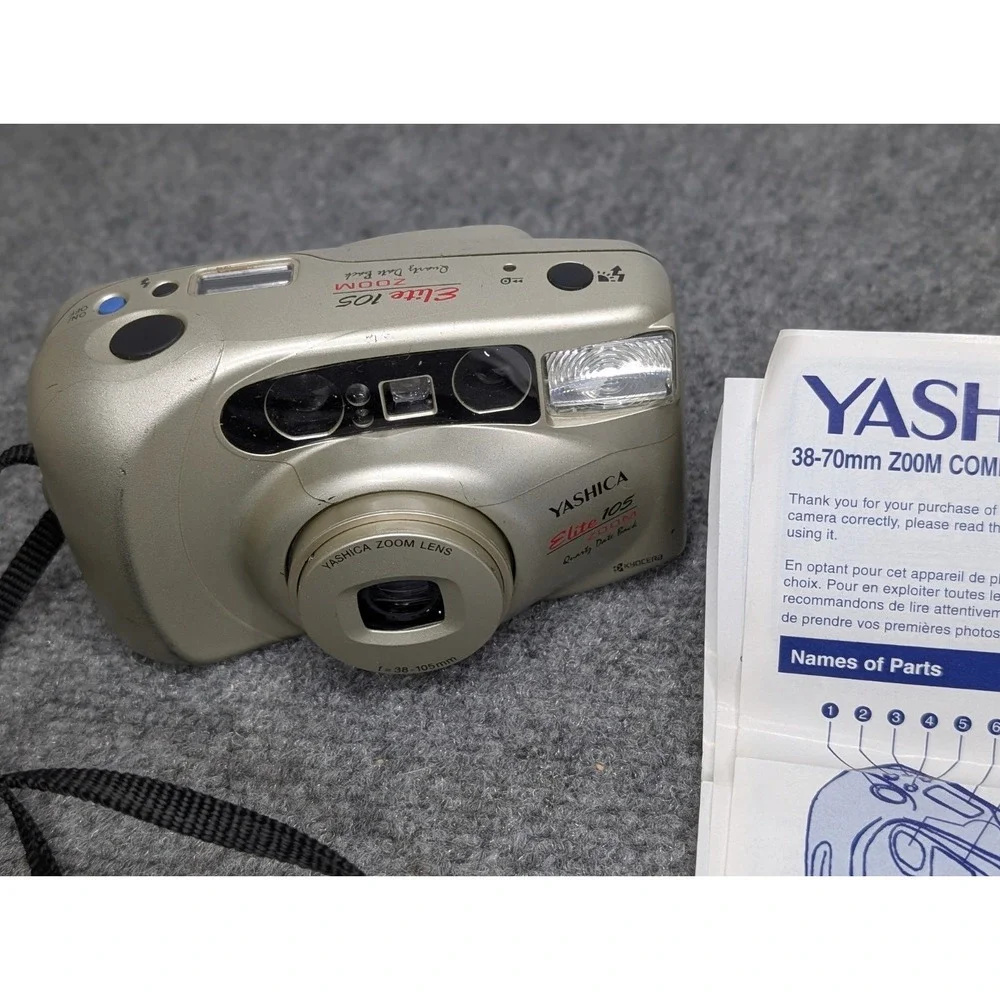 Yashica Kyocera Elite 105 Zoom 35mm Film Point & Shoot Camera TESTED READ